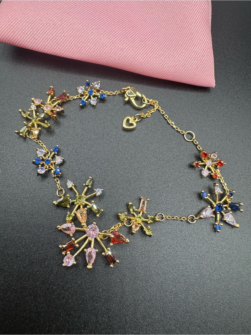 Kate Spade Gold Multi-Color Crystal Floral Bracelet